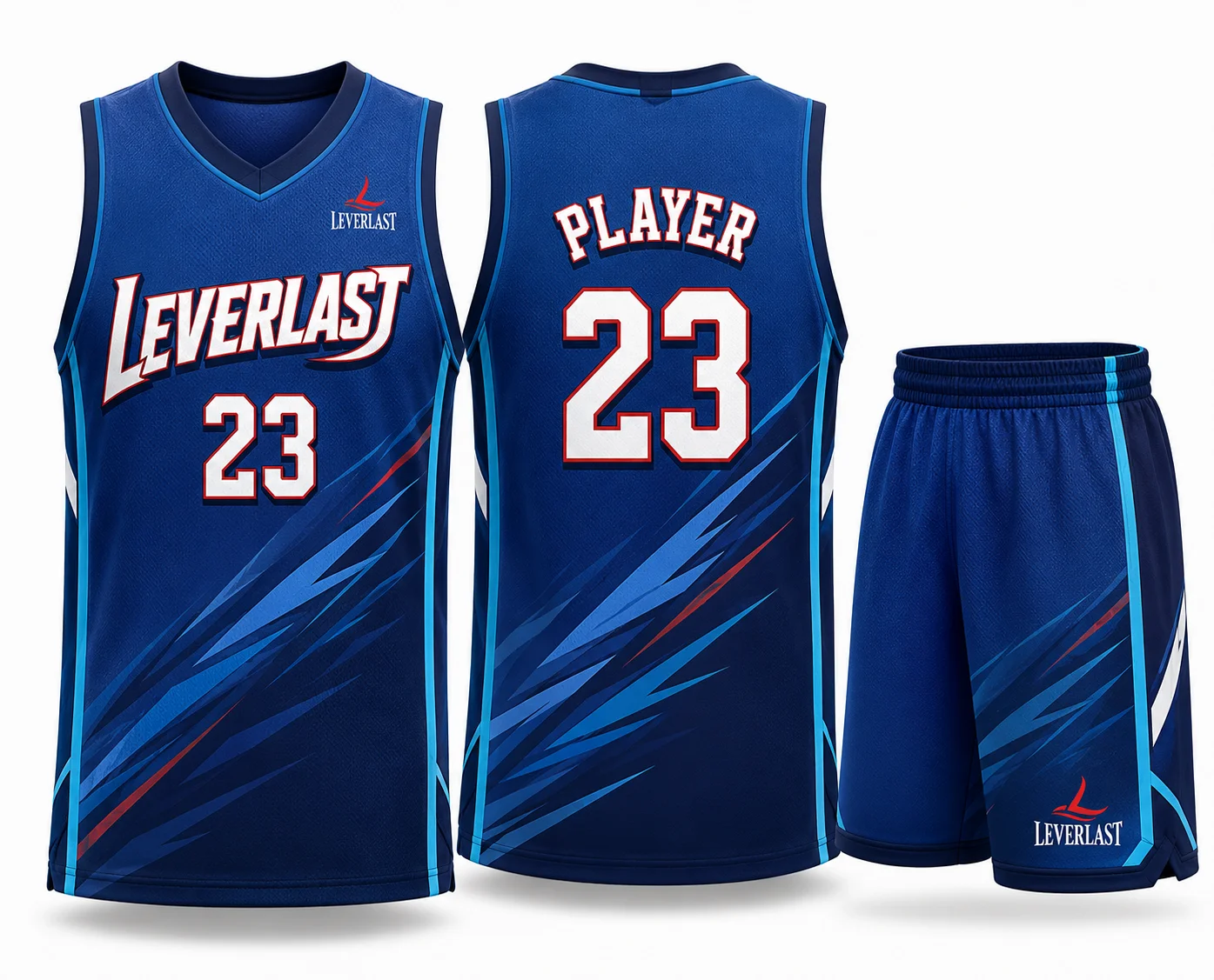 Custom Royal Blue Basketball Uniform – Modern Sublimated Team Jersey & Shorts | Leverlast