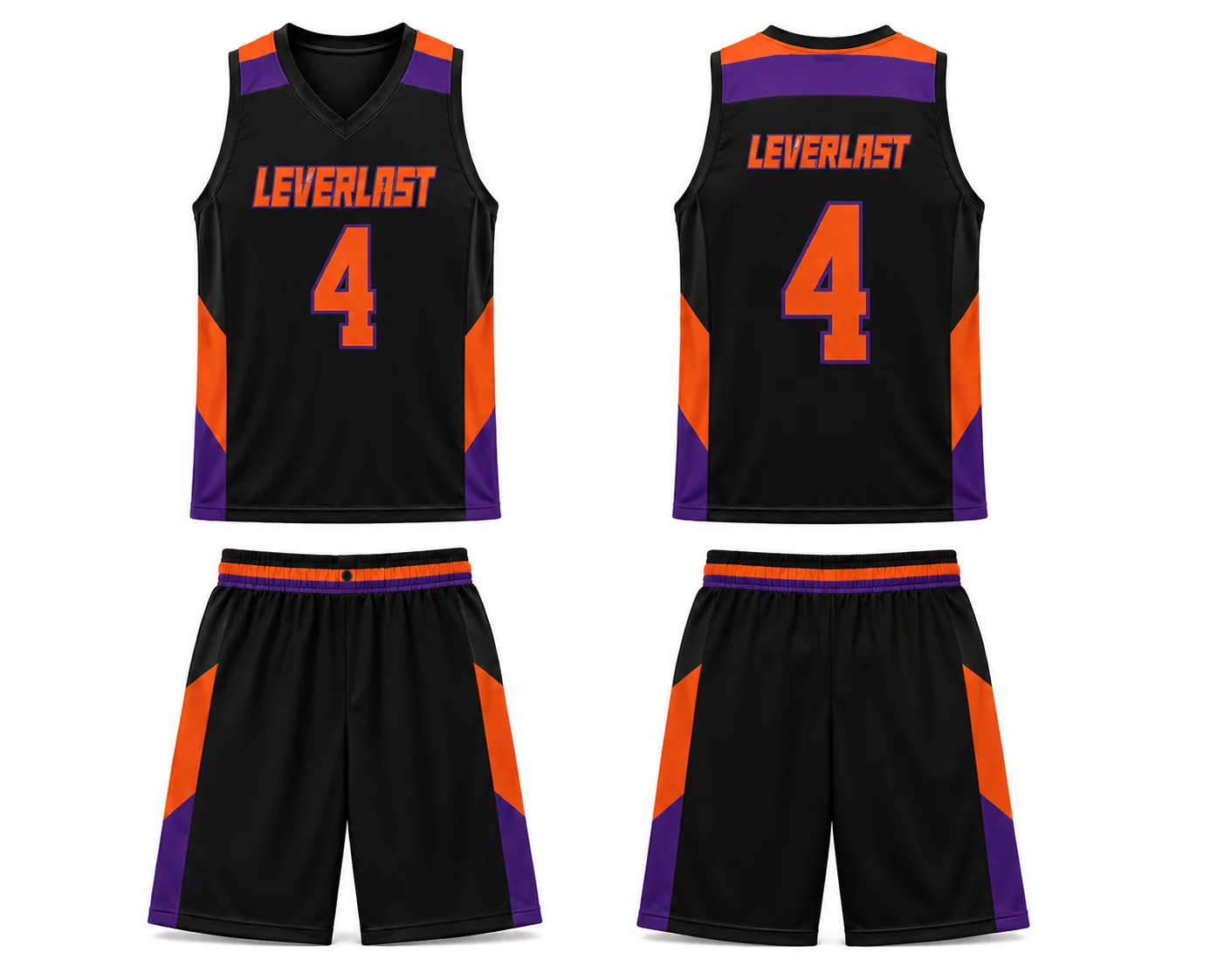 Custom Black, Purple & Orange Basketball Uniform Set | Premium Sublimated Team Jersey & Shorts | Leverlast