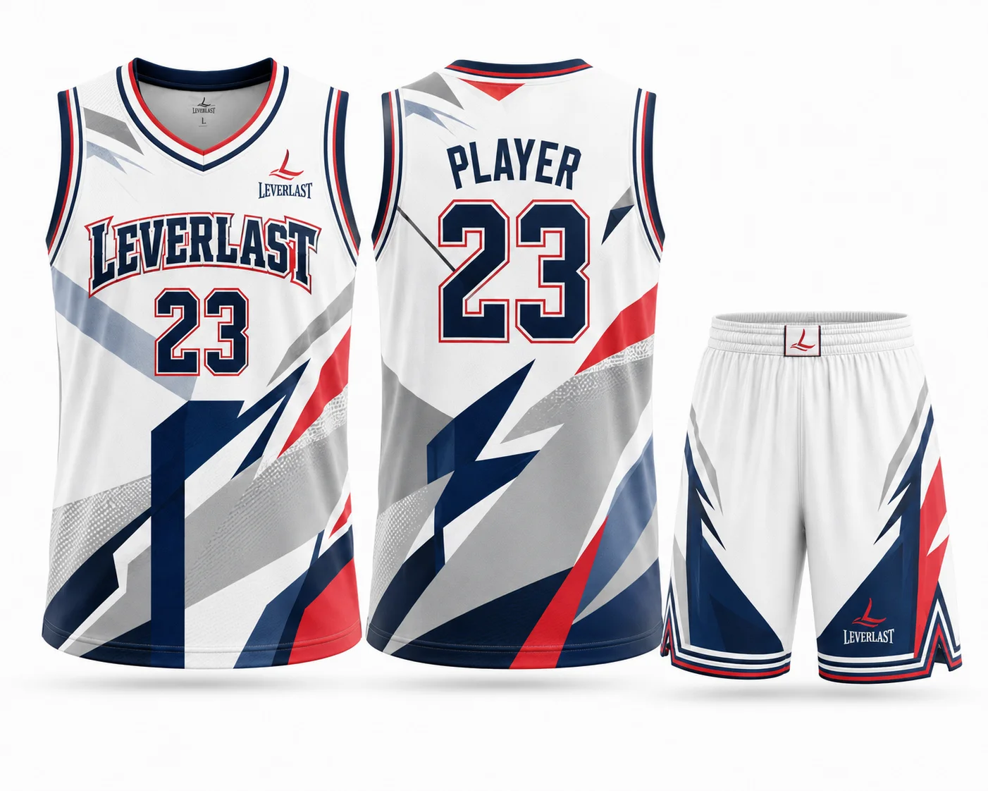 Custom White Basketball Uniform | Premium Sublimated Team Jersey & Shorts | Leverlast