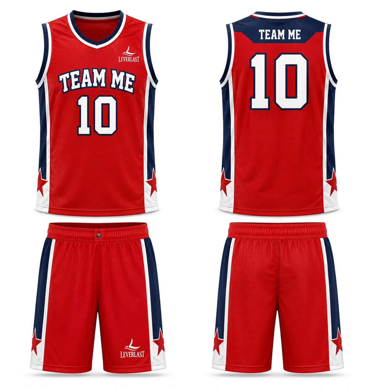 Custom Red, Navy & White Basketball Uniform | Premium Sublimated Team Jersey Set