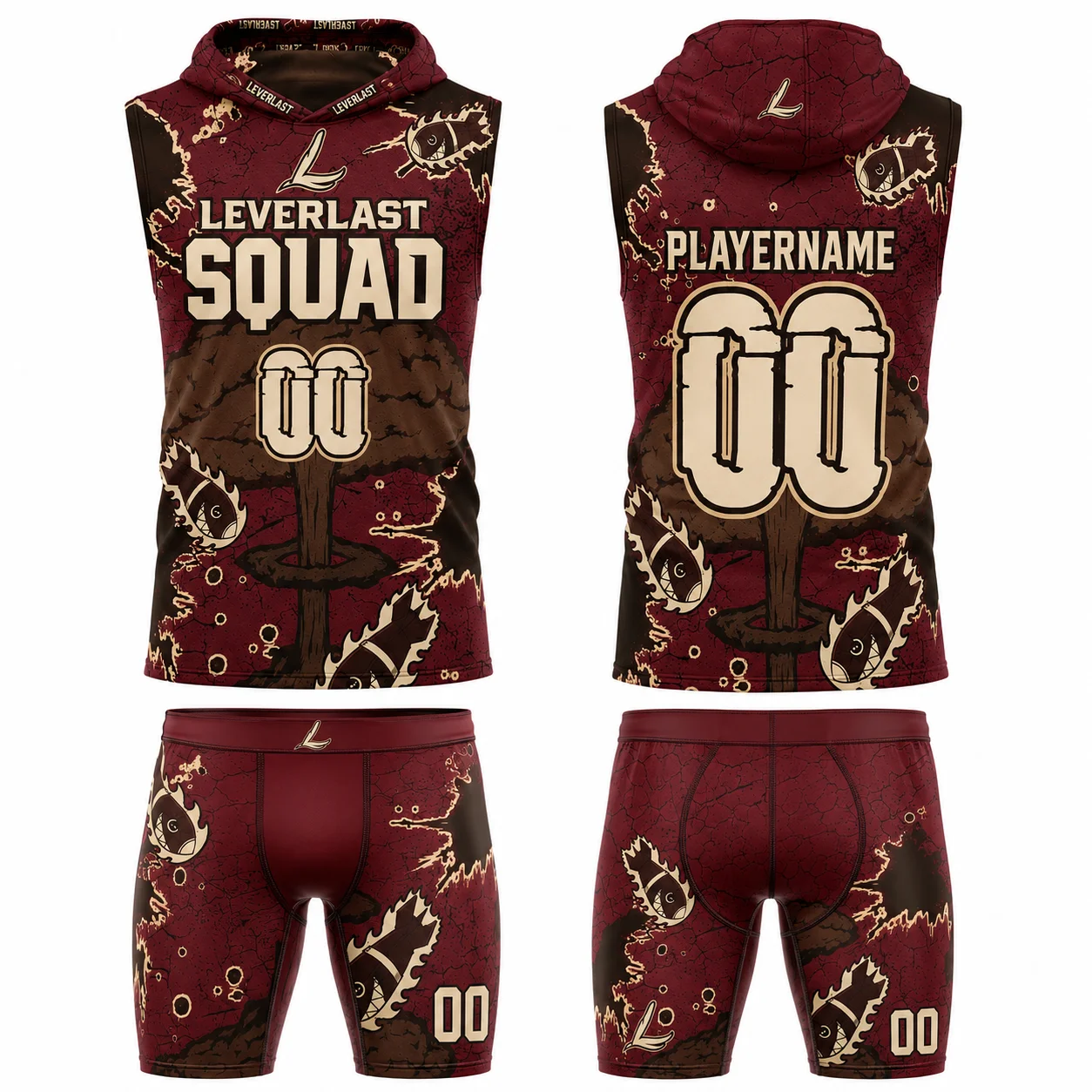 Premium Custom 7v7 Compression Football Uniform – Sleeveless Hooded Jersey & Compression Shorts | Leverlast
