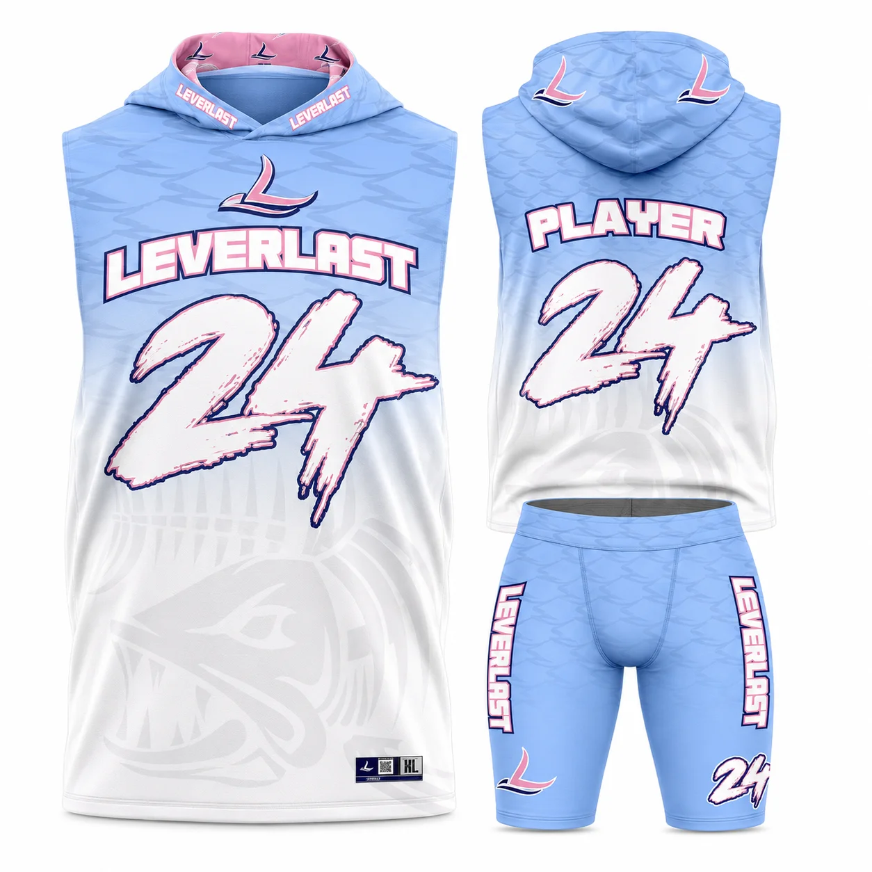 Custom Leverlast Squad 7v7 Compression Football Uniform – Sleeveless Hooded Jersey & Long Compression Shorts