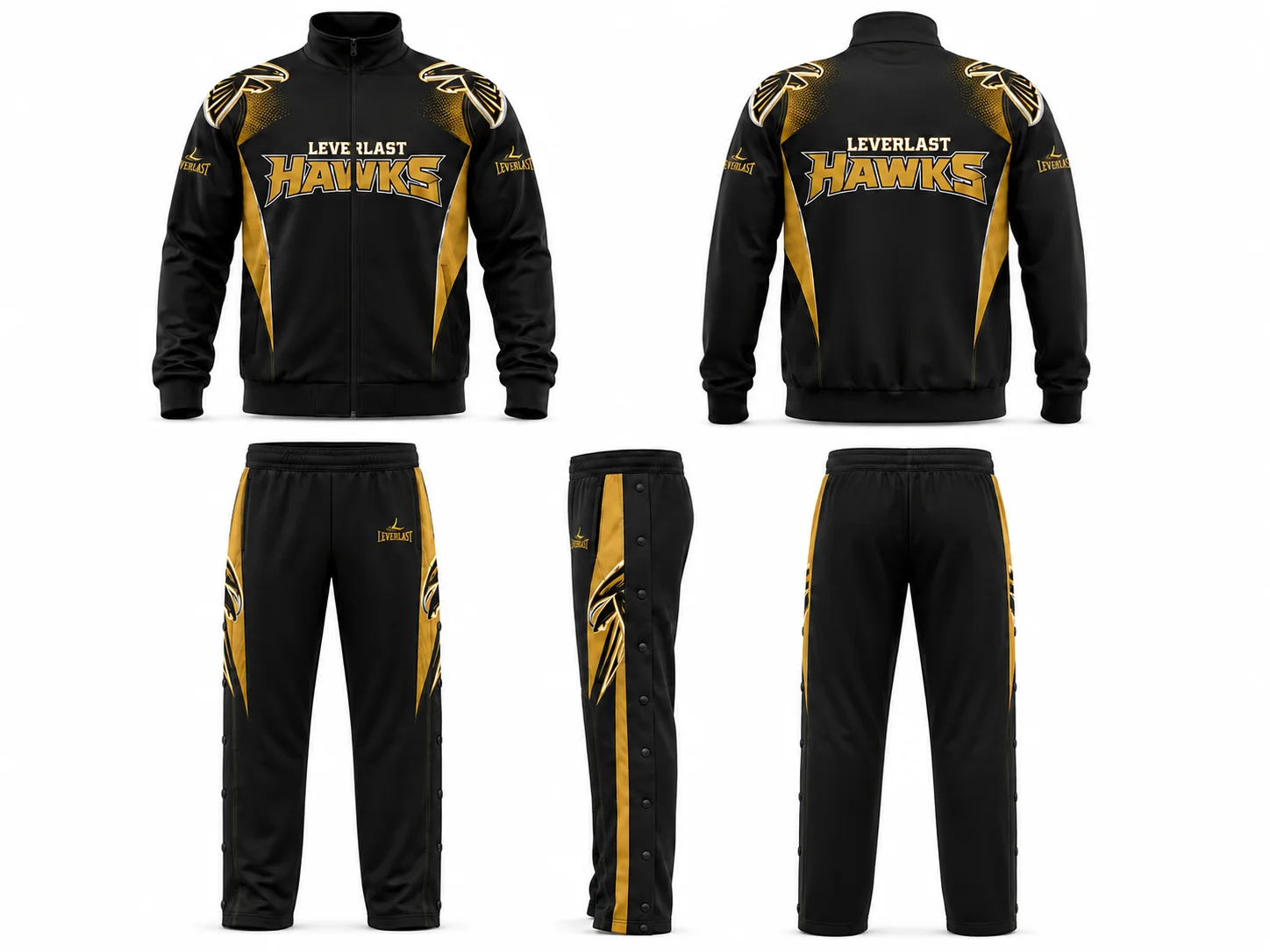 Custom Snap Pants Team Tracksuit | Premium Polyester Warm-Up Suit | Leverlast Hawks Athletic Tracksuit