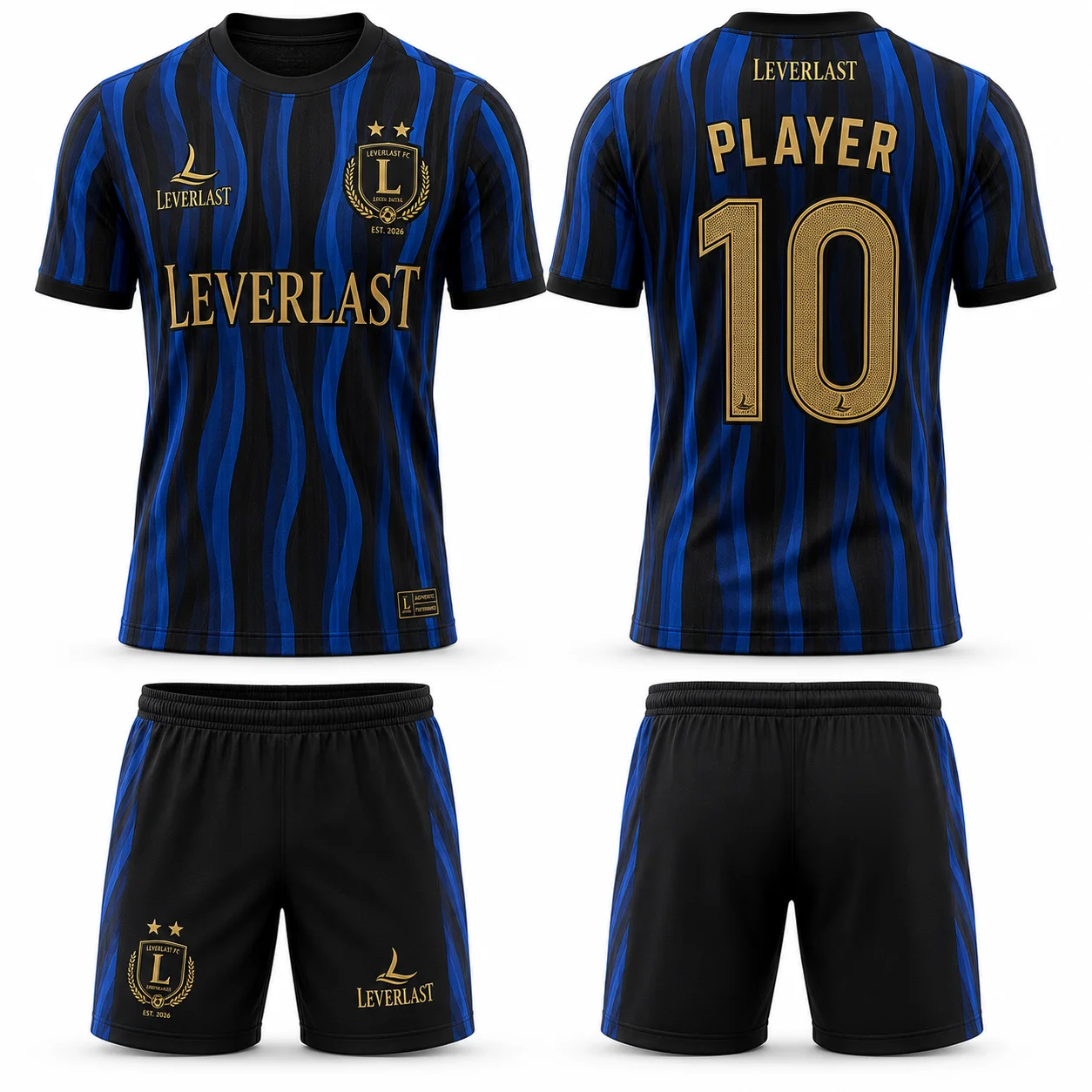 LEVERLAST FC Elite Inter-Style Soccer Uniform | Custom Professional Football Jersey & Shorts