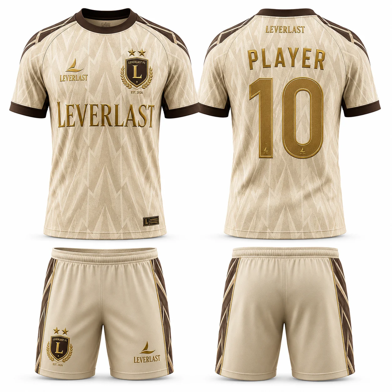 ustom Beige & Brown Soccer Uniform – Leverlast FC Heritage Edition