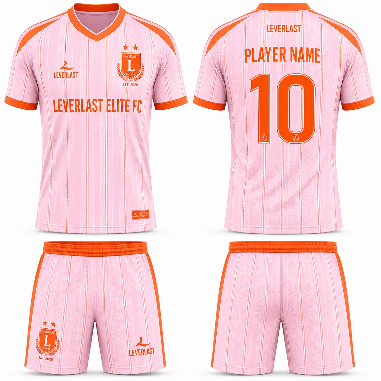 Custom Fairy Tale Pink & Giants Orange Soccer Uniform – Leverlast Elite FC Limited Edition