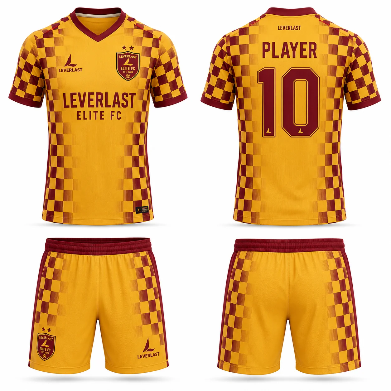 Custom Burgundy & Xanthous Soccer Uniform – Leverlast Elite FC