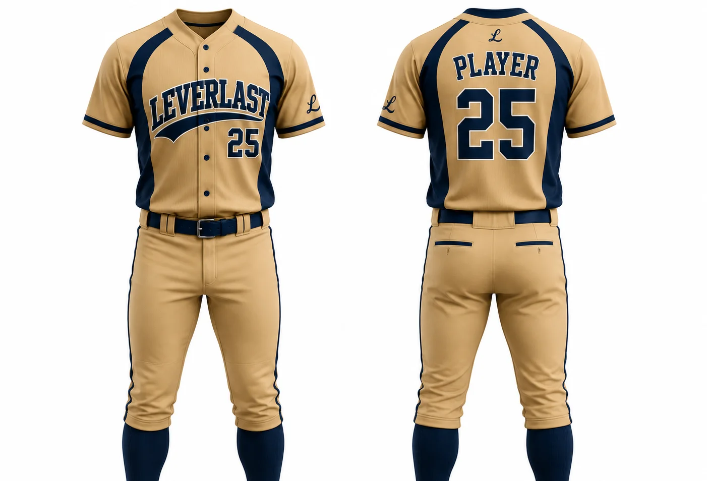 Custom Elite Raglan Baseball Uniforms – Tan & Navy | Custom Baseball & Softball Uniforms
